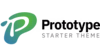 Protoype logo: White P on a blob of green color