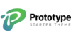 Protoype logo: White P on a blob of green color